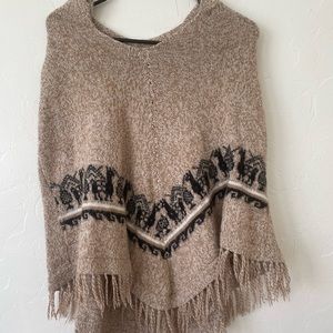 Hand-knit alpaca wool poncho